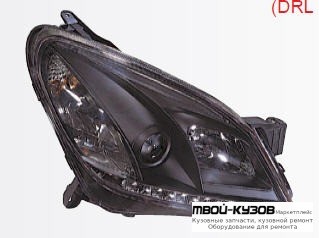 ФАРА ЛЕВАЯ + ПРАВАЯ (КОМПЛЕКТ) ТЮНИНГ (DEVIL EYES) (SONAR) ЛИНЗОВАННАЯ С КОРРЕКТОР ВНУТРИ ЧЁРНЫЙ для Opel ASTRA H (06.2004-)
