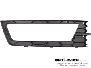 РЕШЕТКА БАМПЕРА ПЕРЕДНИЙ ПРАВАЯ СТОРОНА С ОТВЕРСТИЯМИ ПОД ПРОТИВОТУМАННЫЕ ФАРЫ (КИТАЙ) для Skoda RAPID (2014-)