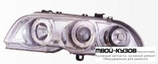 ФАРА ЛЕВАЯ + ПРАВАЯ (КОМПЛЕКТ) ТЮНИНГ ЛИНЗОВАННАЯ С 2 СВЕТЯЩИЙСЯ ОБОДК ЛИТОЙ УКАЗАТЕЛЬ ПОВОРОТА С КОРРЕКТОР (SONAR) ВНУТРИ ХРОМ для BMW E46 СЕДАН / УНИВЕРСАЛ (05.1998 - 08.2001) (09.2001 - 2003)