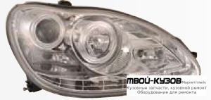 ФАРА ЛЕВАЯ + ПРАВАЯ (КОМПЛЕКТ) ТЮНИНГ (КСЕНОН) (DEVIL EYES) ЛИНЗОВАННАЯ С 2 СВЕТЯЩИЙСЯ ОБОДК КОРРЕКТОР (SONAR) ВНУТРИ ХРОМ для Mercedes W220 (10.1998-)