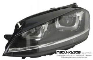 ФАРА ЛЕВАЯ СТОРОНА ЛИНЗОВАННАЯ С КОРРЕКТОР (КСЕНОН) ВНУТРИ (DEPO) ЧЁРНЫЙ для Volkswagen GOLF VII (2012-)