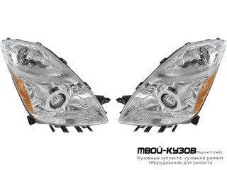 ФАРА ЛЕВАЯ + ПРАВАЯ (КОМПЛЕКТ) ТЮНИНГ ЛИНЗОВАННАЯ С СВЕТЯЩИЙСЯ ОБОДК (EAGLE EYES) ВНУТРИ ХРОМ для Toyota PRIUS (08.2003-)