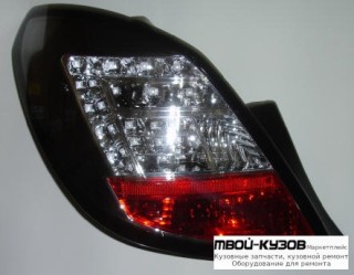 ФОНАРЬ ЗАДНИЙ ВНЕШНИЙ ЛЕВАЯ + ПРАВАЯ (КОМПЛЕКТ) (5 дв) ТЮНИНГ С ДИОД (SONAR) ВНУТРИ ХРОМ-ЧЁРНЫЙ для Opel CORSA (2006-)