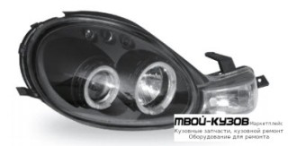 ФАРА +УКАЗ.ПОВОРОТА ЛЕВАЯ + ПРАВАЯ (КОМПЛЕКТ) ТЮНИНГ ЛИНЗОВАННАЯ С СВЕТЯЩИЙСЯ ОБОДК (JUNYAN) ВНУТРИ ЧЁРНЫЙ для Dodge NEON (2000-)