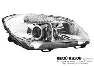 ФАРА ПРАВАЯ СТОРОНА ЛИНЗОВАННАЯ С КОРРЕКТОР (DEPO) для Skoda FABIA / ROOMSTER (2010-)