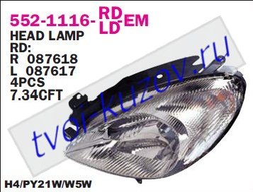 picasso фара левая (под электро корректор) 552-1116L-LD-EM