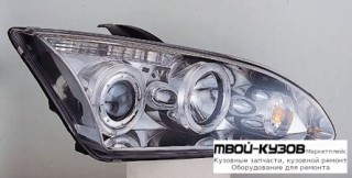 ФАРА ЛЕВАЯ + ПРАВАЯ (КОМПЛЕКТ) ТЮНИНГ ЛИНЗОВАННАЯ С 2 СВЕТЯЩИЙСЯ ОБОДК (SONAR) ВНУТРИ ХРОМ для Ford FOCUS (2005-)