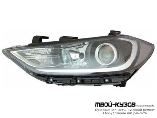 ФАРА ЛЕВАЯ СТОРОНА ЛИНЗОВАННАЯ , ПОД КОРРЕКТОР (КИТАЙ) для Hyundai ELANTRA (2016-)