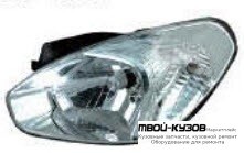 ФАРА ЛЕВАЯ СТОРОНА ТЮНИНГ ПРОЗРАЧНЫЙ ПОД КОРРЕКТОР ПОЛНОСТЬЮ ХРОМ (КИТАЙ) для Hyundai VERNA (2006-)