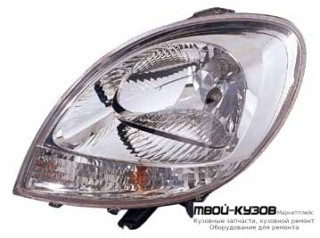 ФАРА ЛЕВАЯ СТОРОНА ПОД КОРРЕКТОР ВНУТРИ ХРОМ УКАЗАТЕЛЬ ПОВОРОТА (DEPO) БЕЛЫЙ для Renault KANGOO (2003-2008)