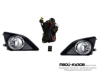 ФАРА ПРОТИВОТУМАННАЯ ЛЕВАЯ + ПРАВАЯ (КОМПЛЕКТ) ТЮНИНГ С РЕШЕТК БАМПЕРА С ХРОМ ОБОД. , ПРОВОДК , КНОПКОЙ для Toyota COROLLA E150 (2006-) СЕДАН