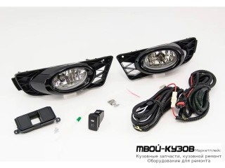 ФАРА ПРОТИВОТУМАННАЯ ЛЕВАЯ + ПРАВАЯ (КОМПЛЕКТ) С ПРОВОДК , КНОПКОЙ , РЕШЕТК БАМПЕРА , (СЕДАН) (КИТАЙ) для Honda CIVIC (2006-2011) СЕДАН