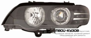 ФАРА ЛЕВАЯ + ПРАВАЯ (КОМПЛЕКТ) ТЮНИНГ (КСЕНОН) С ДИОД УКАЗАТЕЛЬ ПОВОРОТА , СВЕТЯЩИЙСЯ ОБОДК , КОРРЕКТОР , ЛИНЗОВАННАЯ ВНУТРИ (DEPO) ЧЁРНЫЙ для BMW E53 X5 (1999-2004.2004 - 2006)