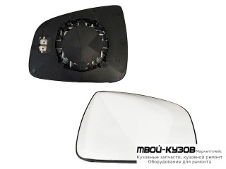 СТЕКЛО ЗЕРКАЛА ПРАВАЯ СТОРОНА С ПОДОГРЕВОМ (CONVEX) БОЛЬШ (ТАЙВАНЬ) для Renault LOGAN (2005-2014)