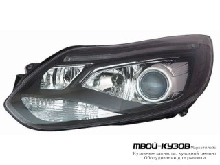 ФАРА ЛЕВАЯ + ПРАВАЯ (КОМПЛЕКТ) ТЮНИНГ ЛИНЗОВАННАЯ С ДИОД КОРРЕКТОР (DEPO) ВНУТРИ ЧЁРНЫЙ для Ford FOCUS (2011-2014)