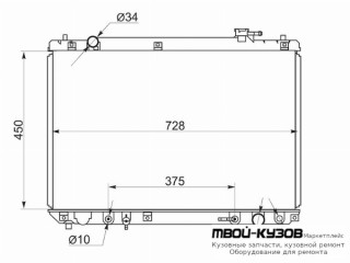 РАДИАТОР ОХЛАЖДЕНИЯ AT 2.4 для Toyota HIGHLANDER (2001-2003) (2004-) USA