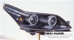 ФАРА ЛЕВАЯ + ПРАВАЯ (КОМПЛЕКТ) ТЮНИНГ ЛИНЗОВАННАЯ С 2 СВЕТЯЩИЙСЯ ОБОДК С КОРРЕКТОР (SONAR) ВНУТРИ ЧЁРНЫЙ для Citroen C4 (11.2004-) PICASSO (2006-)