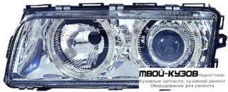 ФАРА +УКАЗ.ПОВОРОТА ЛЕВАЯ + ПРАВАЯ (КОМПЛЕКТ) С КОРРЕКТОР ТЮНИНГ ЛИНЗОВАННАЯ С 2 СВЕТЯЩИЙСЯ ОБОДК ВНУТРИ (DEPO) ХРОМ для BMW E38 (06.1994 - 08.1998) (09.1998 - 2002)