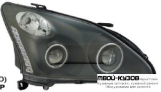 ФАРА ЛЕВАЯ + ПРАВАЯ (КОМПЛЕКТ) ТЮНИНГ 4 ЛИНЗОВАННАЯ С СВЕТЯЩИЙСЯ ОБОДК ДИОД (EAGLE EYES) ВНУТРИ ЧЁРНЫЙ для Lexus RX 300 (02.2003 - 12.2008)