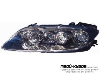 ФАРА ЛЕВАЯ СТОРОНА С ПРОТИВОТУМ С КОРРЕКТОР ВНУТРИ (DEPO) ЧЁРНЫЙ для Mazda 6 (2002-2007)