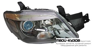 ФАРА ПРАВАЯ СТОРОНА ЛИНЗОВАННАЯ +/- ПОД КОРРЕКТОР ВНУТРИ (DEPO) ЧЁРНЫЙ для Mitsubishi OUTLANDER (2003-)