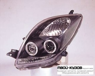 ФАРА ЛЕВАЯ + ПРАВАЯ (КОМПЛЕКТ) ТЮНИНГ ЛИНЗОВАННАЯ (DEVIL EYES) С 2 СВЕТЯЩИЙСЯ ОБОДК (SONAR) ВНУТРИ ЧЁРНЫЙ для Toyota YARIS (08.2005-)