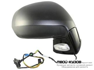 ЗЕРКАЛО ПРАВАЯ СТОРОНА ЭЛЕКТР С ПОДОГРЕВОМ УКАЗАТЕЛЬ ПОВОРОТА ПОДСВЕТ ТЕМПЕР ДАТЧИК (CONVEX) ГРУНТ (ТАЙВАНЬ) для Citroen C4 (11.2004-) PICASSO (2006-)