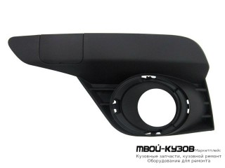 РЕШЕТКА БАМПЕРА ПЕРЕДНИЙ ЛЕВАЯ СТОРОНА С ОТВЕРСТИЯМИ ПОД ПРОТИВОТУМАННЫЕ ФАРЫ (КИТАЙ) для Renault LOGAN / SANDERO (2014-)