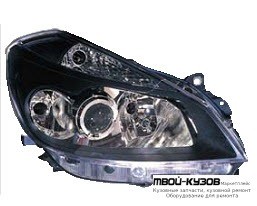 ФАРА ПРАВАЯ СТОРОНА ПОД КОРРЕКТОР ЛИНЗОВАННАЯ ВНУТРИ (DEPO) ЧЁРНЫЙ для Renault CLIO (2006-)