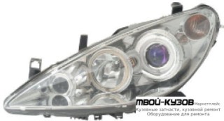 ФАРА ЛЕВАЯ + ПРАВАЯ (КОМПЛЕКТ) ТЮНИНГ ЛИНЗОВАННАЯ С 2 СВЕТЯЩИЙСЯ ОБОДК (EAGLE EYES) ВНУТРИ ХРОМ для Peugeot 307 (08.2001-)