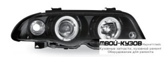 ФАРА ЛЕВАЯ + ПРАВАЯ (КОМПЛЕКТ) ТЮНИНГ ЛИНЗОВАННАЯ , С СВЕТЯЩИЙСЯ ОБОДК ЛИТОЙ УКАЗАТЕЛЬ ПОВОРОТА (JUNYAN) ВНУТРИ ЧЁРНЫЙ для BMW E46 СЕДАН / УНИВЕРСАЛ (05.1998 - 08.2001) (09.2001 - 2003)