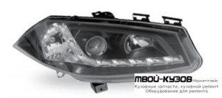 ФАРА ЛЕВАЯ + ПРАВАЯ (КОМПЛЕКТ) ТЮНИНГ ЛИНЗОВАННАЯ (DEVIL EYES) (JUNYAN) ВНУТРИ ЧЁРНЫЙ для Renault MEGANE (2003-2007)