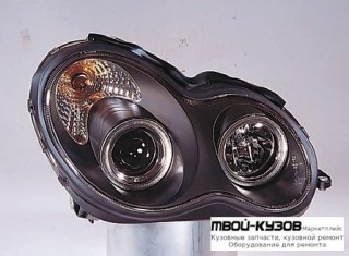 ФАРА ЛЕВАЯ + ПРАВАЯ (КОМПЛЕКТ) ТЮНИНГ ЛИНЗОВАННАЯ ДИЗАЙН (Е КЛАСС 2003) С КОРРЕКТОР (SONAR) ВНУТРИ ЧЁРНЫЙ для Mercedes W203 (07.2000-)