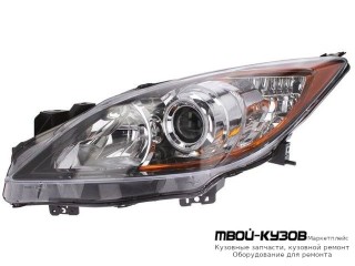 ФАРА ЛЕВАЯ СТОРОНА ПОД КОРРЕКТОР ЛИНЗОВАННАЯ ВНУТРИ ЧЁРНЫЙ (КИТАЙ) для Mazda 3 (2009-)
