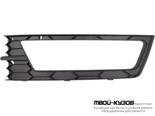 РЕШЕТКА БАМПЕРА ПЕРЕДНИЙ ЛЕВАЯ СТОРОНА С ОТВЕРСТИЯМИ ПОД ПРОТИВОТУМАННЫЕ ФАРЫ (КИТАЙ) для Skoda RAPID (2014-)