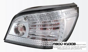 ФОНАРЬ ЗАДНИЙ ВНЕШНИЙ ЛЕВАЯ + ПРАВАЯ (КОМПЛЕКТ) ТЮНИНГ (СЕДАН) ПРОЗРАЧНЫЙ С ДИОД УКАЗАТЕЛЬ ПОВОРОТА (SONAR) ВНУТРИ ХРОМ для BMW E60 (2002-)