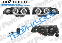 7 E38 94-98 ФАРЫ КПЛ. ТЮНИНГ С ЛИТЫМ ПОВОРОТОМ ПРОЗРАЧН/ЧЁРН. H1+H1
