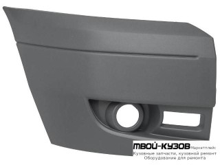 БОКОВИНА БАМПЕРА ПЕРЕДНИЙ ПРАВАЯ СТОРОНА С ОТВЕРСТИЯМИ ПОД ПРОТИВОТУМАННЫЕ ФАРЫ (ТАЙВАНЬ) для Ford TRANSIT (2006-)