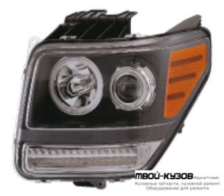 ФАРА ЛЕВАЯ + ПРАВАЯ (КОМПЛЕКТ) ТЮНИНГ С СВЕТЯЩИЙСЯ ОБОДК , ДИОД УКАЗАТЕЛЬ ПОВОРОТА (EAGLE EYES) ВНУТРИ ЧЁРНЫЙ для Dodge NITRO (2007-)