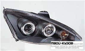 ФАРА ЛЕВАЯ + ПРАВАЯ (КОМПЛЕКТ) ТЮНИНГ ЛИНЗОВАННАЯ С 2 СВЕТЯЩИЙСЯ ОБОДК (SONAR) ВНУТРИ ЧЁРНЫЙ для Ford FOCUS (11.1998 - 10.2001) (11.2001-)
