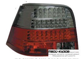 ФОНАРЬ ЗАДНИЙ ВНЕШНИЙ ЛЕВАЯ + ПРАВАЯ (КОМПЛЕКТ) ТЮНИНГ ПРОЗРАЧНЫЙ ХРУСТАЛ С ДИОД СТОП СИГНАЛ (DEPO) КРАСНЫЙ-ТОНИР для Volkswagen GOLF IV (10.1997-)