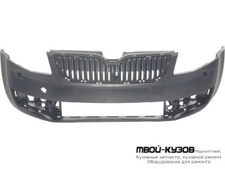 БАМПЕР ПЕРЕДНИЙ С ОТВЕРСТИЯМИ ПОД ОМЫВАТЕЛЬ ФАР ГРУНТ (ТАЙВАНЬ) для Skoda OCTAVIA (2013-2017)