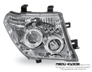 ФАРА ЛЕВАЯ + ПРАВАЯ (КОМПЛЕКТ) ТЮНИНГ ЛИНЗОВАННАЯ С СВЕТЯЩИЙСЯ ОБОДК (JUNYAN) ВНУТРИ ХРОМ для Nissan PATFINDER R51 (2005-)