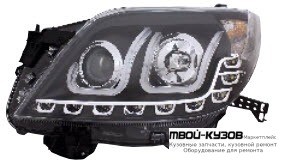 ФАРА ЛЕВАЯ + ПРАВАЯ (КОМПЛЕКТ) ТЮНИНГ ЛИНЗОВАННАЯ (DEVIL EYES) С СВЕТЯЩ.СЕКЦИЯМИ (EAGLE EYES) ВНУТРИ ЧЁРНЫЙ для Toyota LANDCRUISER PRADO 150 (2009-2017)