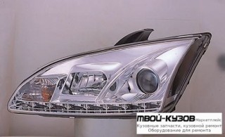 ФАРА ЛЕВАЯ + ПРАВАЯ (КОМПЛЕКТ) ТЮНИНГ ЛИНЗОВАННАЯ (DEVIL EYES) (SONAR) ВНУТРИ ХРОМ для Ford FOCUS (2005-)