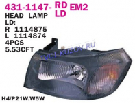 TRANSIT 2001- ФАРА R ЭЛЕКТР. ЧЕРНЫЙ. ОТРАЖАТЕЛЬ  431-1147R-LDEM2