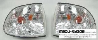 УКАЗ.ПОВОРОТА УГЛОВОЙ ЛЕВАЯ + ПРАВАЯ (КОМПЛЕКТ) (СЕДАН) ТЮНИНГ ПРОЗРАЧНЫЙ ХРУСТАЛ ВНУТРИ (DEPO) ХРОМ для BMW E38 (06.1994 - 08.1998) (09.1998 - 2002)