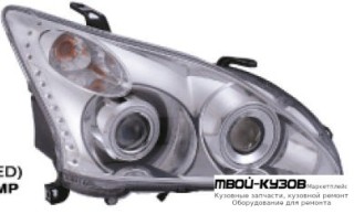 ФАРА ЛЕВАЯ + ПРАВАЯ (КОМПЛЕКТ) ТЮНИНГ 4 ЛИНЗОВАННАЯ С СВЕТЯЩИЙСЯ ОБОДК ДИОД (EAGLE EYES) ВНУТРИ ХРОМ для Lexus RX 300 (02.2003 - 12.2008)