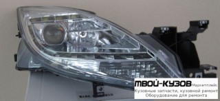 ФАРА ЛЕВАЯ + ПРАВАЯ (КОМПЛЕКТ) ТЮНИНГ (DEVIL EYES) ЛИНЗОВАННАЯ С ДИОД (EAGLE EYES) ВНУТРИ ХРОМ для Mazda 6 (2008-2012)