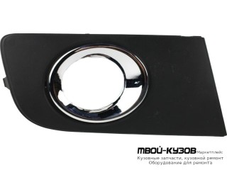 РЕШЕТКА БАМПЕРА ПЕРЕДНИЙ ПРАВАЯ СТОРОНА С ОТВЕРСТИЯМИ ПОД ПРОТИВОТУМАННЫЕ ФАРЫ , ХРОМ МОЛДИНГ (КИТАЙ) для Volkswagen AMAROK (2010-)